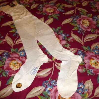 HTF- NWT Victorian Edwardian Stockings NOS Antique Flapper white Bridal hosiery